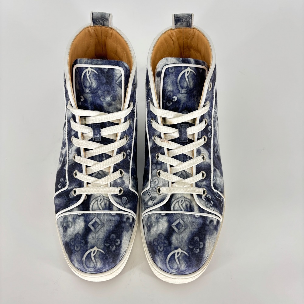 Christian Louboutin Louis Orlato High Top Sneakers Jeans Punk Tie Dye Size 40.5 - Picture 4 of 16